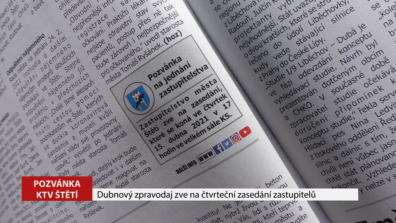 ŠTĚTÍ: Dubnový Zpravodaj města Štětí zve na čtvrteční zasedání zastupitelů