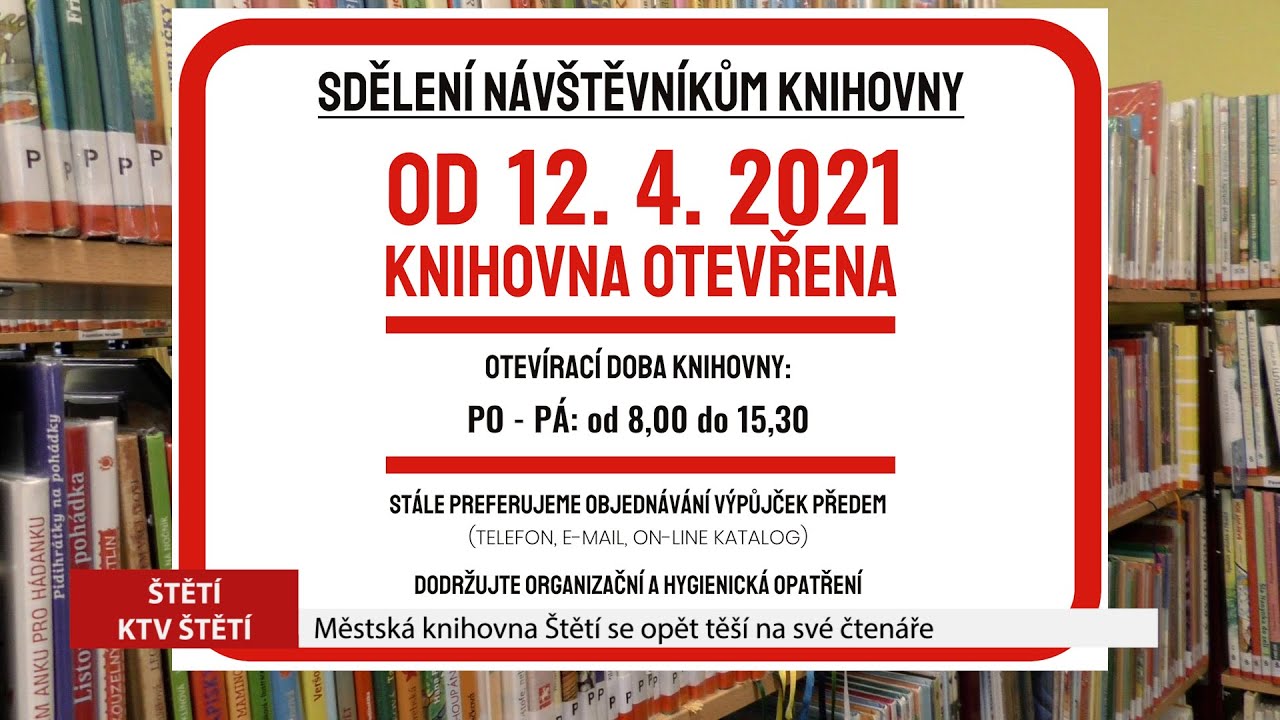 ŠTĚTÍ: Městská knihovna Štětí přivítá od pondělí 12. dubna čtenáře opět ve svých oddělení