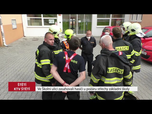 ŠTĚTÍ: Ve Školní ulici zasahovali hasiči u požáru střechy základní školy