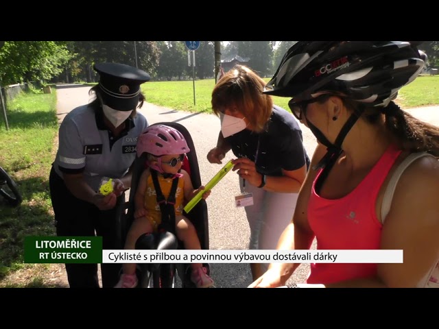 LITOMĚŘICE: Cyklisté s přilbou a povinnou výbavou dostávali dárky
