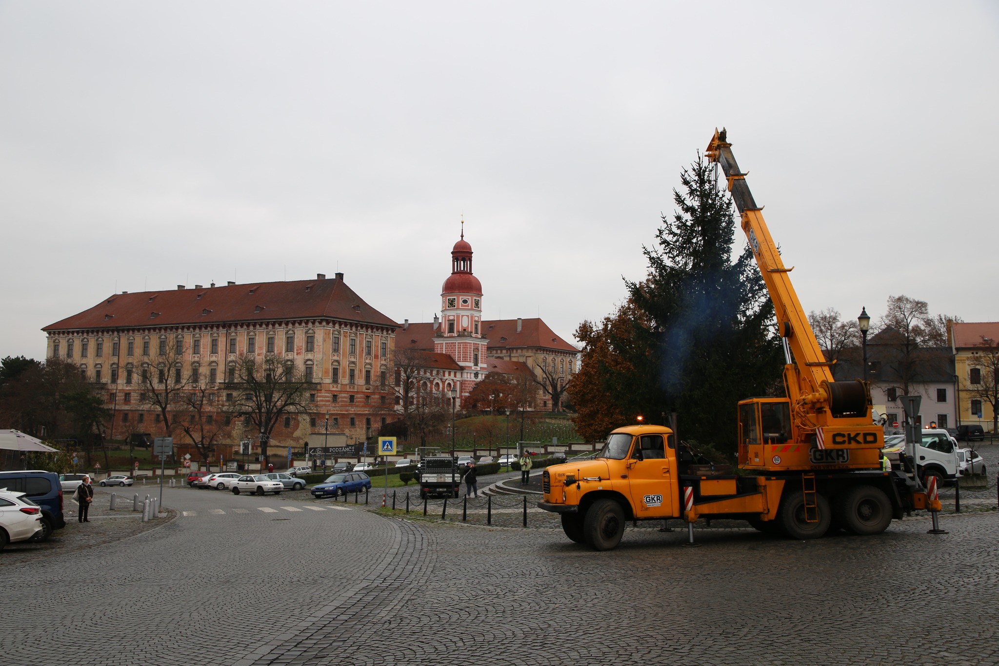 Roudnický vánoční strom je na místě, rozsvítí se v neděli