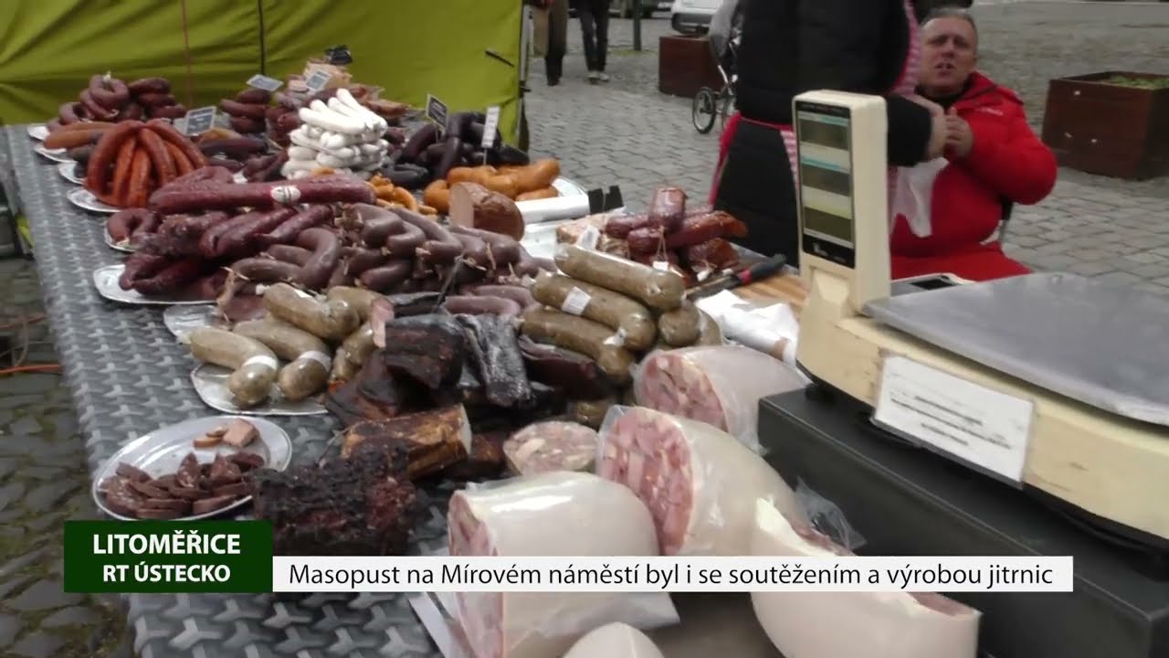 LITOMĚŘICE: Masopust na Mírovém náměstí byl i se soutěžením a výrobou jitrnic