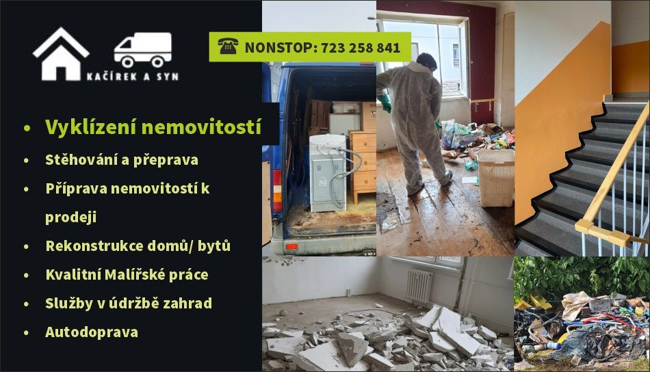 Kačírek & syn – vyklízení nemovitostí, stěhování, rekonstrukce, malování, zahrady i autodoprava