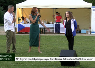 PLOSKOVICE: NF Bigmat předal paraplavkyni Alex Borské šek na téměř 600 tisíc korun