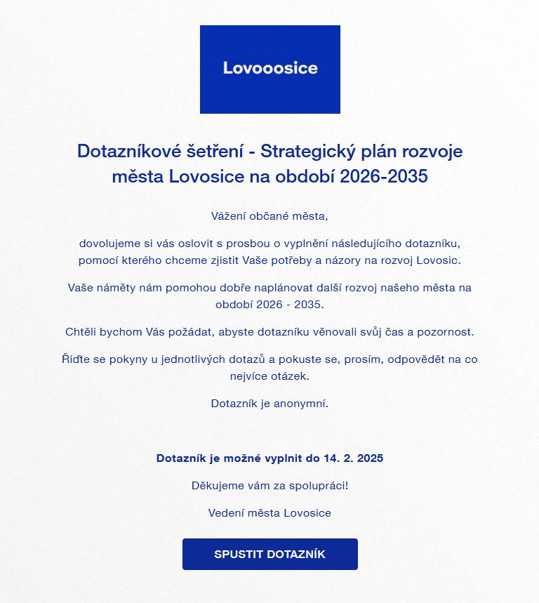 Obyvatelé Lovosic, pomozte utvářet budoucnost města! Lovosice spustily průzkum!