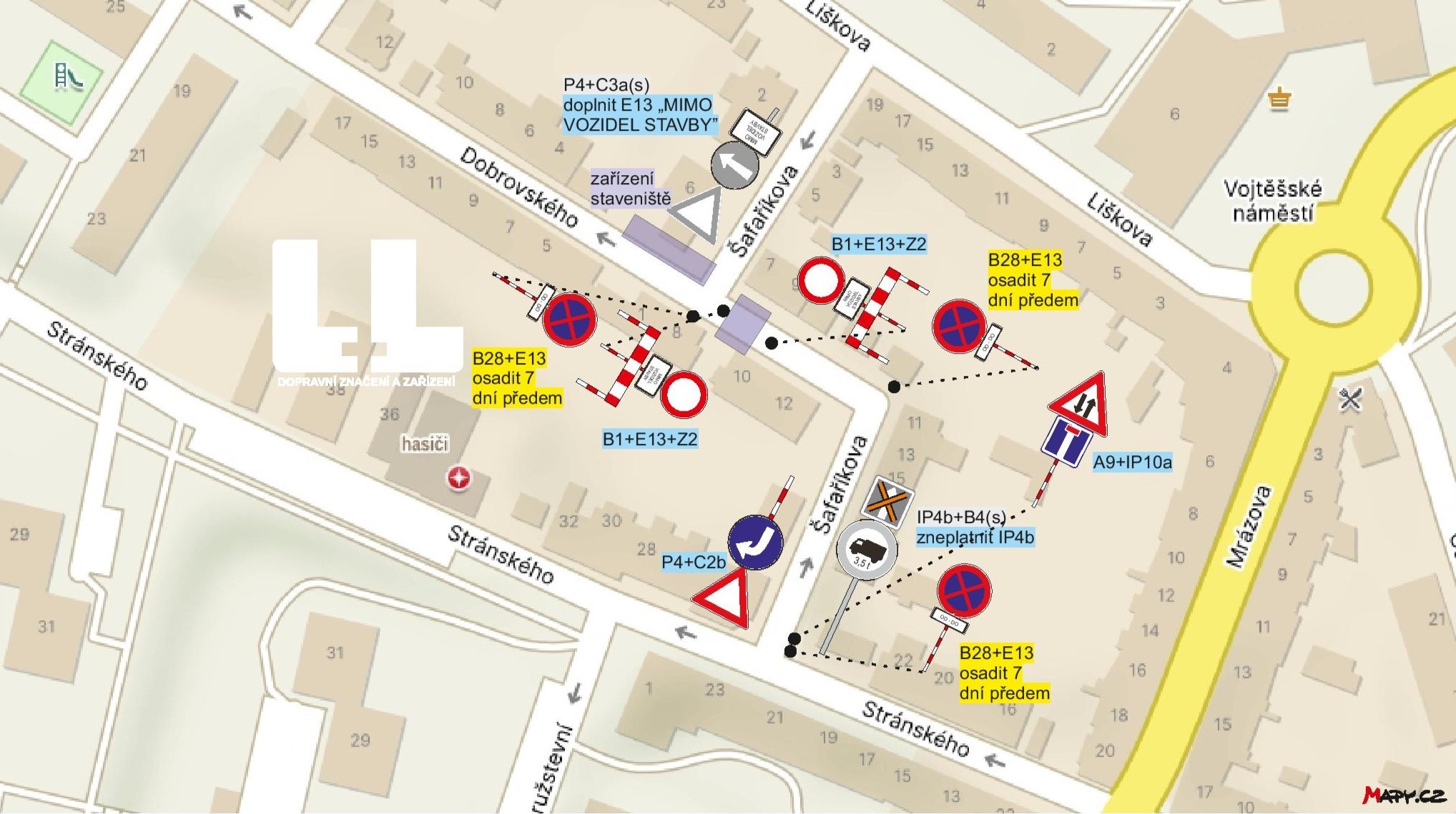 Litoměřická ulice Šafaříkova bude uzavřena od 22. do 31. ledna