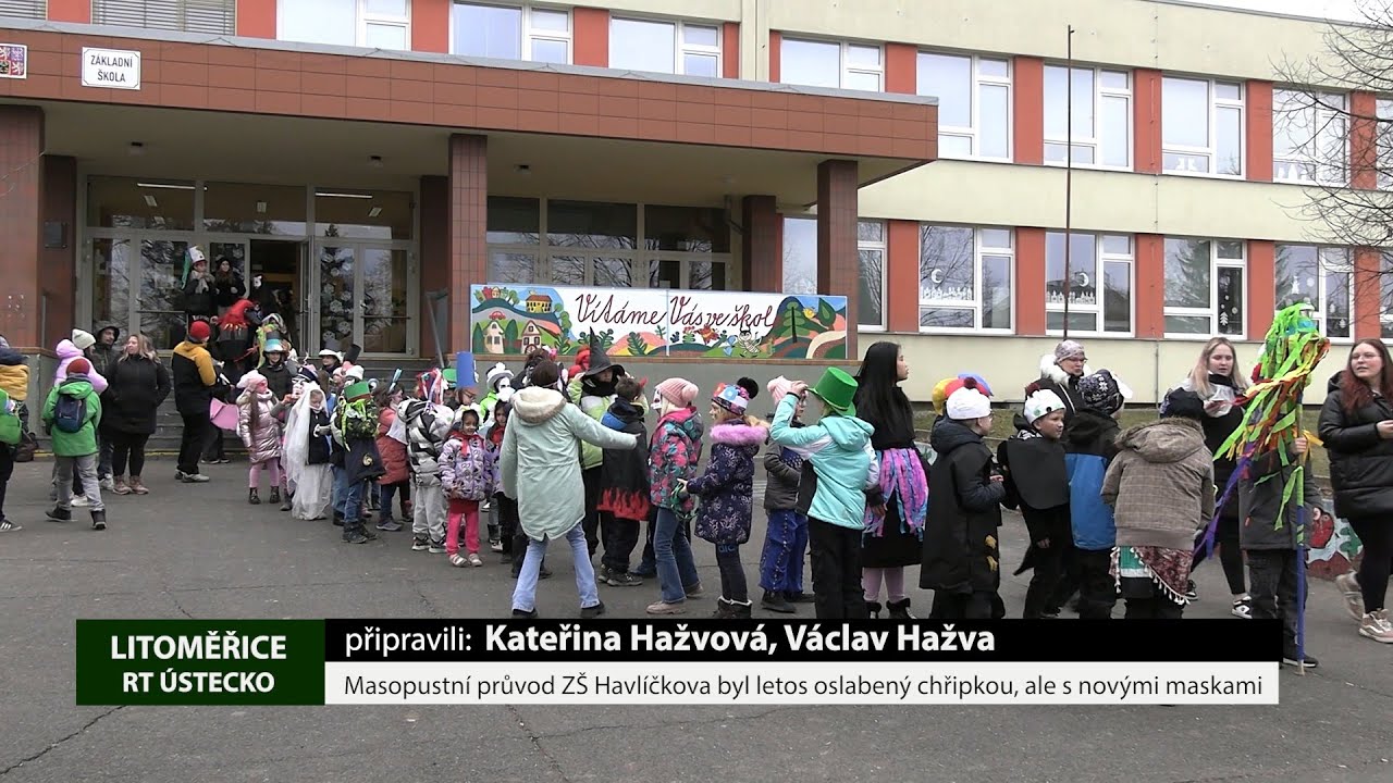 LITOMĚŘICE: Masopustní průvod ZŠ Havlíčkova byl letos oslabený chřipkou, ale s novými maskami