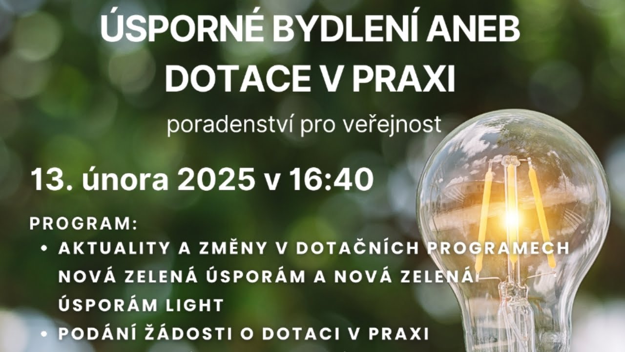 RADOUŇ: Proběhne seminář na téma dotace Zelená úsporám