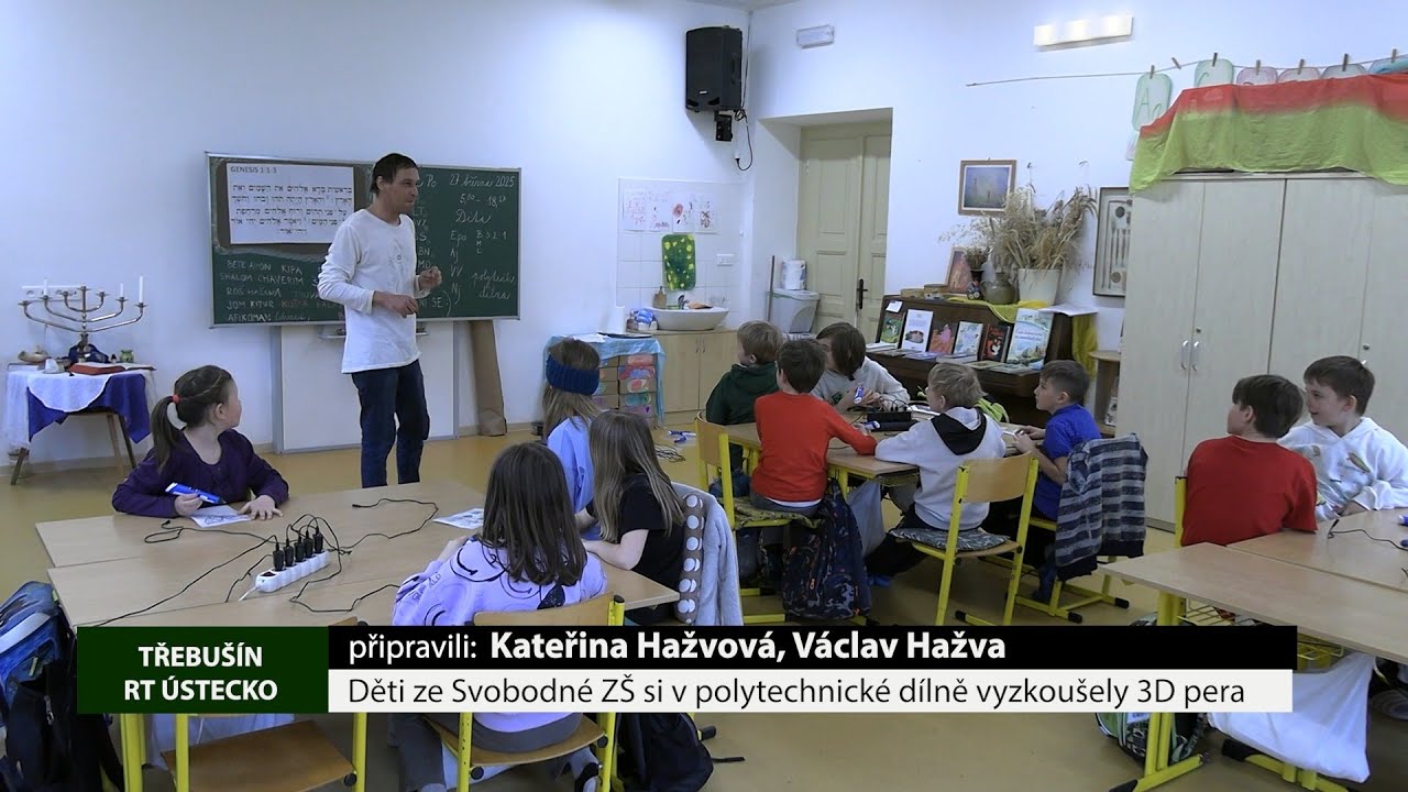 TŘEBUŠÍN: Děti ze Svobodné ZŠ si v polytechnické dílně vyzkoušely 3D pera